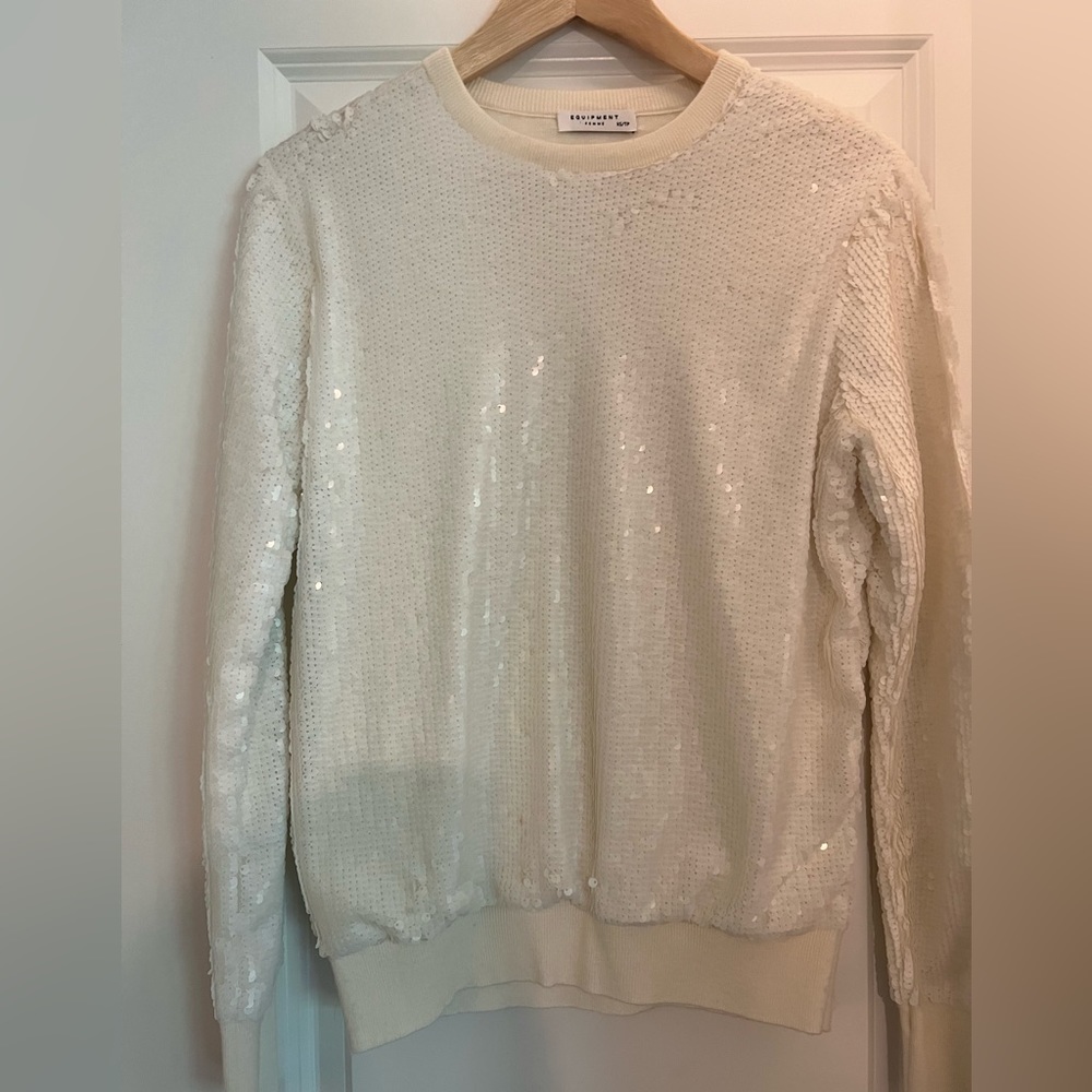 Equipment White sequin sweatshirt Size XS